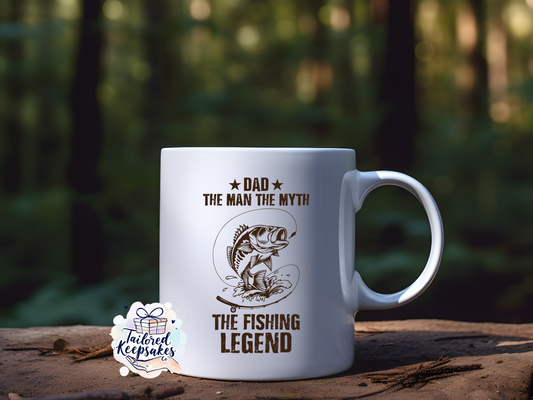DAD, the man, the myth, the fishing legend mug