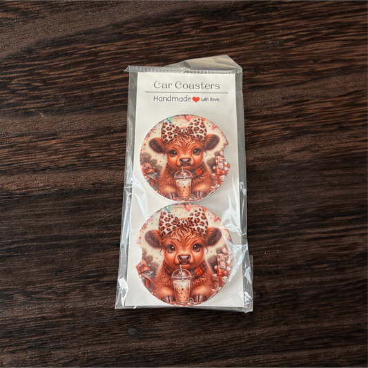 Highland Cow Car Coasters