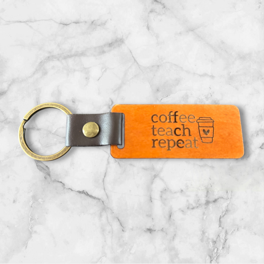 Coffee, Teach, Repeat Keychain