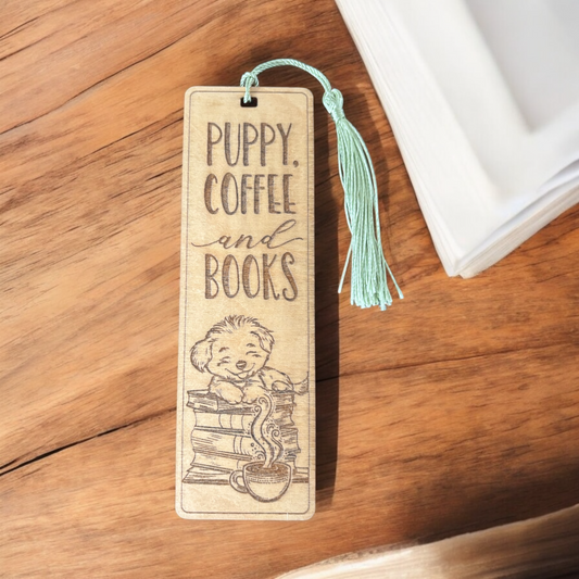 Puppy, Coffee and Books Bookmark
